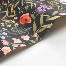 Kép 2/3 - Casadeco Pipacsos fekete vlies tapéta Fleurs Des Champs Noir Fusain 53 cm X 10 m