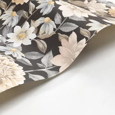 Kép 2/3 - Casadeco Nagy virág mintás bézs-fekete vlies tapéta Dahlia Noir Fusain 53 cm X 10 m