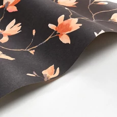 Kép 2/3 - Casadeco Magnóliás fekete vlies tapéta Florescence Suzhou Orange Crepuscule 53 cm X 10 m