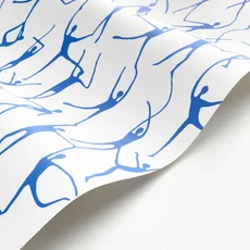 Kép 2/3 - Casadeco Modern fehér-kék vlies tapéta táncosokkal Alberto Bleu Indigo 53 cm X 10 m