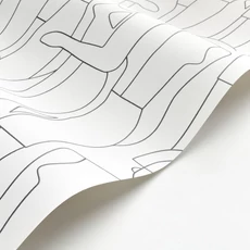 Kép 2/3 - Casadeco Fehér-fekete modern mintás vlies tapéta Model Noire Gravure 53 cm X 10 m