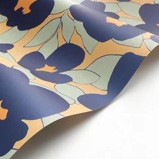 Kép 2/3 - Casadeco Vidám virág mintás kék-zöld Flower Power Bleu Marine 53 cm X 10 m