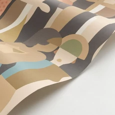 Kép 2/3 - Casadeco Divatos zöld-fekete vlies tapéta elegáns női mintával Fashion Week Multico Fond Noir 53 cm X 10 m