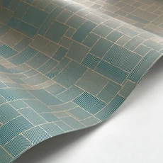 Kép 2/3 - Casadeco Geometriai mintás modern zöldes kék vlies tapéta Kensai Bleu Kamo 53 cm X 10 m