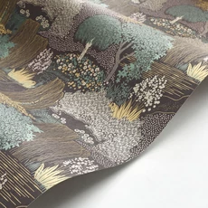 Kép 2/3 - Casadeco Japánkertes elegáns zöld-sötétbarna vlies tapéta Niwa Vert Taiga 53 cm X 10 m