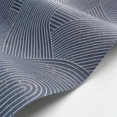 Kép 2/3 - Casadeco 3D hatású modern vonalmintás sötétkék vlies tapéta Jardin Des Pierres Bleu Encre 53 cm X 10 m