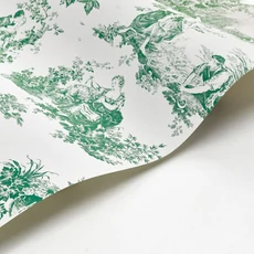 Kép 2/3 - Casadeco zöld vlies tapéta romantikus mintával Scene D'été Vert Empire 53 cm X 10 m