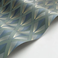 Kép 2/3 - Casadeco Art deco elegáns arany-keki zöld vlies tapéta Chrysler Vert Kaki 53 cm X 10 m