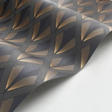 Kép 2/3 - Casadeco Art deco elegáns arany-fekete vlies tapéta Chrysler Noir Reglisse 53 cm X 10 m