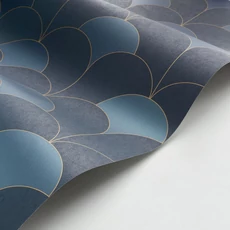 Kép 2/3 - Casadeco Elegáns Art deco kék vlies tapéta Theatre Bleu Orage 53 cm X 10 m