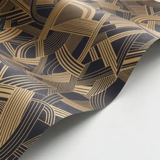 Kép 2/3 - Casadeco Absztrakt mintás modern arany-fekete vlies tapéta Music Hall Noir Dore 53 cm X 10 m