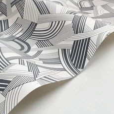 Kép 2/3 - Casadeco Absztrakt mintás modern fehér-fekete vlies tapéta Music Hall Beige Lin/Noir 53 cm X 10 m