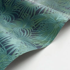 Kép 2/3 - Casadeco Pálmalevél mintás elegáns kékes zöld vlies tapéta Charleston Vert Canopee 53 cm X 10 m