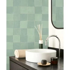 Kép 2/2 - Casadeco Csempe mintás modern zöld vinyl tapéta Zelliges Vert Celadon 53 cm X 10 m