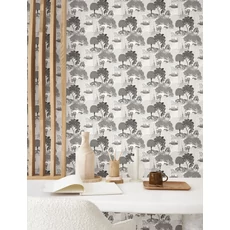 Kép 3/3 - Casadeco Japánkertes elegáns fehér-fekete vlies tapéta Niwa Noir Fusain 53 cm X 10 m