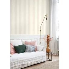 Kép 3/3 - Casadeco Szövethatású széles csíkos drapp vinyl tapéta Williamsburg Rayure Lin 53 cm X 10 m