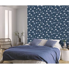 Kép 3/3 - Casadeco Magnóliás sötétkék vlies tapéta Florescence Suzhou Bleu 53 cm X 10 m