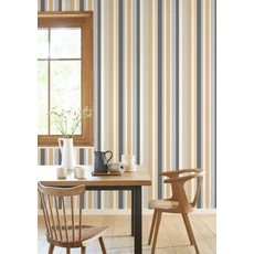 Kép 3/3 - Casadeco Modern csíkos szürke-sárga vinyl tapéta Venice Beach Naturel 53 cm X 10 m