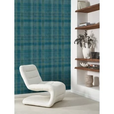 Kép 3/3 - Casadeco Skótkockás szövethatású kék vinyl tapéta Tartan Bleu Loch 53 cm X 10 m