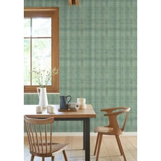 Kép 3/3 - Casadeco Skótkockás szövethatású zöld vinyl tapéta Tartan Vert Sauge 53 cm X 10 m