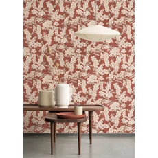 Kép 3/3 - Casadeco Cseresznyevirágos piros vlies tapéta Ume Rouge Carmin 53 cm X 10 m