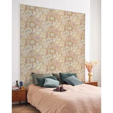 Kép 3/3 - Casadeco Szövethatású virág mintás sárga vinyl tapéta Batik Jaune Safran 53 cm X 10 m