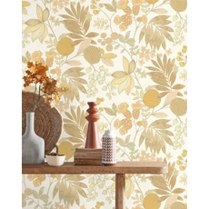 Kép 3/3 - Casadeco Vidám botanikai mintás sárga vinyl tapéta Palm Springs Jaune Citron 53 cm X 10 m
