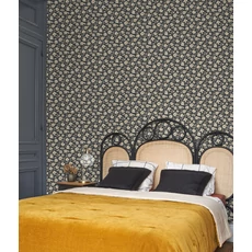 Kép 3/3 - Casadeco Romantikus virág mintás fekete vlies tapéta Clematites Noir Fusain 53 cm X 10 m