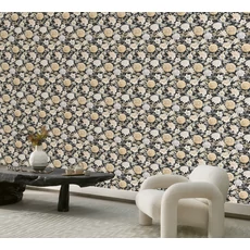 Kép 3/3 - Casadeco Nagy virág mintás bézs-fekete vlies tapéta Dahlia Noir Fusain 53 cm X 10 m