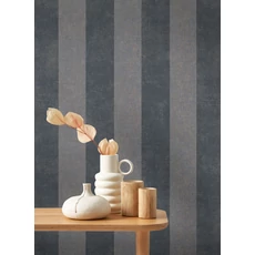 Kép 3/3 - Casadeco Vastag csíkos fekete vinyl tapéta Rivage Alize Noir 53 cm X 10 m