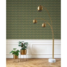 Kép 2/3 - Casadeco Pálmalevél mintás art deco zöld-arany vlies tapéta 1930 Palmette Vert 53 cm X 10 m