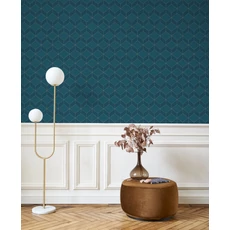 Kép 2/3 - Casadeco Geometriai mintás modern kék vlies tapéta 1930 Metro Bleu 53 cm X 10 m