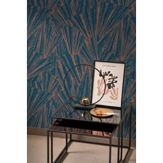 Kép 2/3 - Casadeco Modern legyező mintás kék-bronz vlies tapéta 1930 Eclat Foil Bleu/Cuivre 53 cm X 10 m