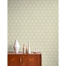 Kép 2/3 - Casadeco Geometriai mintás modern mandulazöld vlies tapéta 1930 Metro Amande 53 cm X 10 m