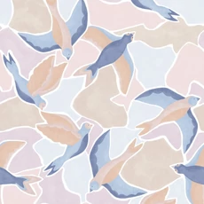 Kép 1/2 - Casadeco Madár mintás kék vlies poszter tapéta Songerie Bleu Ciel 200 cm X 2,5 m