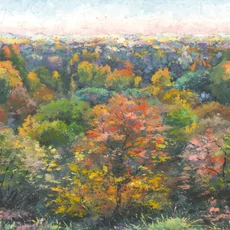 Kép 1/2 - Casadeco Színes erdő tájkép vlies poszter tapéta Indian Summer 200 cm X 2,5 m