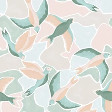 Kép 1/3 - Casadeco Madár mintás zöld vlies poszter tapéta Songerie Mint 200 cm X 2,5 m