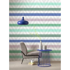 Kép 2/3 - Casadeco Modern csíkos zöld vlies tapéta Rythmic Menthe/Indigo 53 cm X 10 m