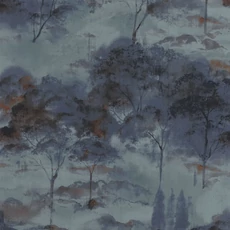 Kép 1/3 - Casadeco Erdő mintás kék vinyl tapéta Sila Bleu Encre 53 cm X 10 m