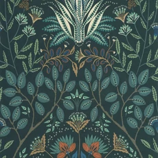 Kép 1/3 - Casadeco Klasszikus pávakék vlies tapéta virágos ornamentikával Lords Bleu Paon 53 cm X 10 m