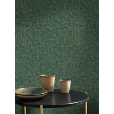Kép 2/3 - Casadeco Kopottas fal hatású modern zöld vlies tapéta arany fénnyel 1930 Jazz Vert Imperial 53 cm X 10 m