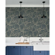 Kép 3/3 - Casadeco Elegáns faág mintás mézsárga vinyl tapéta Vancouver Jaune Miel 53 cm X 10 m