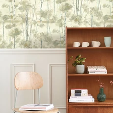 Kép 3/3 - Casadeco Nyírfa mintás elegáns pezsgő vinyl tapéta Skandinavia Vert Lichen 53 cm X 10 m