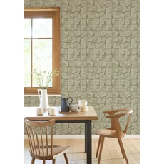 Kép 3/3 - Casadeco 3D hatású rácsmintás zöld vlies tapéta Papier Froisse Toundra 53 cm X 10 m