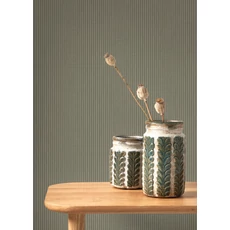 Kép 3/3 - Casadeco Színében csíkos klasszikus sötétzöld vlies tapéta Papier Kraft Foret 53 cm X 10 m