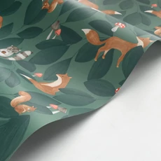 Kép 2/3 - Casadeco Erdei állatos modern zöld vlies tapéta Woodland Friends Vert Foret 53 cm X 10 m