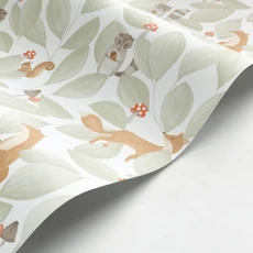 Kép 2/3 - Casadeco Erdei állatos modern halványzöld vlies tapéta Woodland Friends Vert Amande 53 cm X 10 m