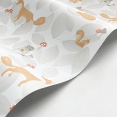 Kép 2/3 - Casadeco Erdei állatos modern szürke vlies tapéta Woodland Friends Gris Duvet 53 cm X 10 m