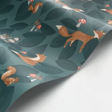 Kép 2/3 - Casadeco Erdei állatos modern sötétkék vlies tapéta Woodland Friends Bleu Encre 53 cm X 10 m