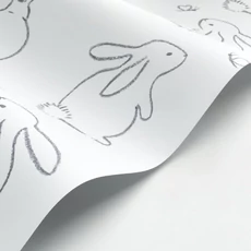 Kép 2/3 - Casadeco Nyuszi rajzos fehér-fekete vlies tapéta Funny Bunny Noir Graphite 53 cm X 10 m